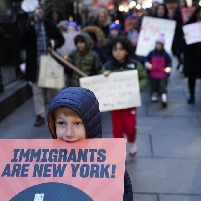 Migrant families rally for end to New York’s new 60-day limits on shelter stays